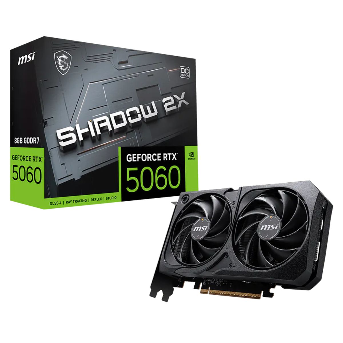 MSI - TARJETA DE VIDEO MSI RTX 5060 8GB GDDR7 Shadow 2X OC - Gaming 2K - Ray Tracing & DLSS 4 - PCIe 5.0