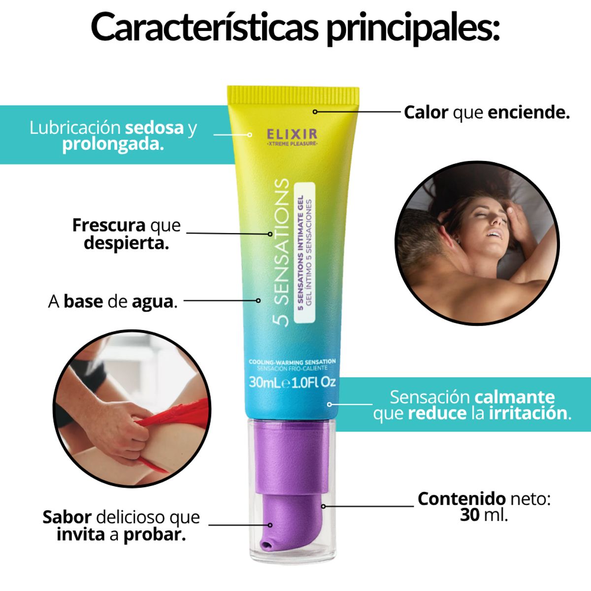 ELIXIR - Lubricante Multiorgasmos 5 Sensaciones Frio Caliente 30 ML