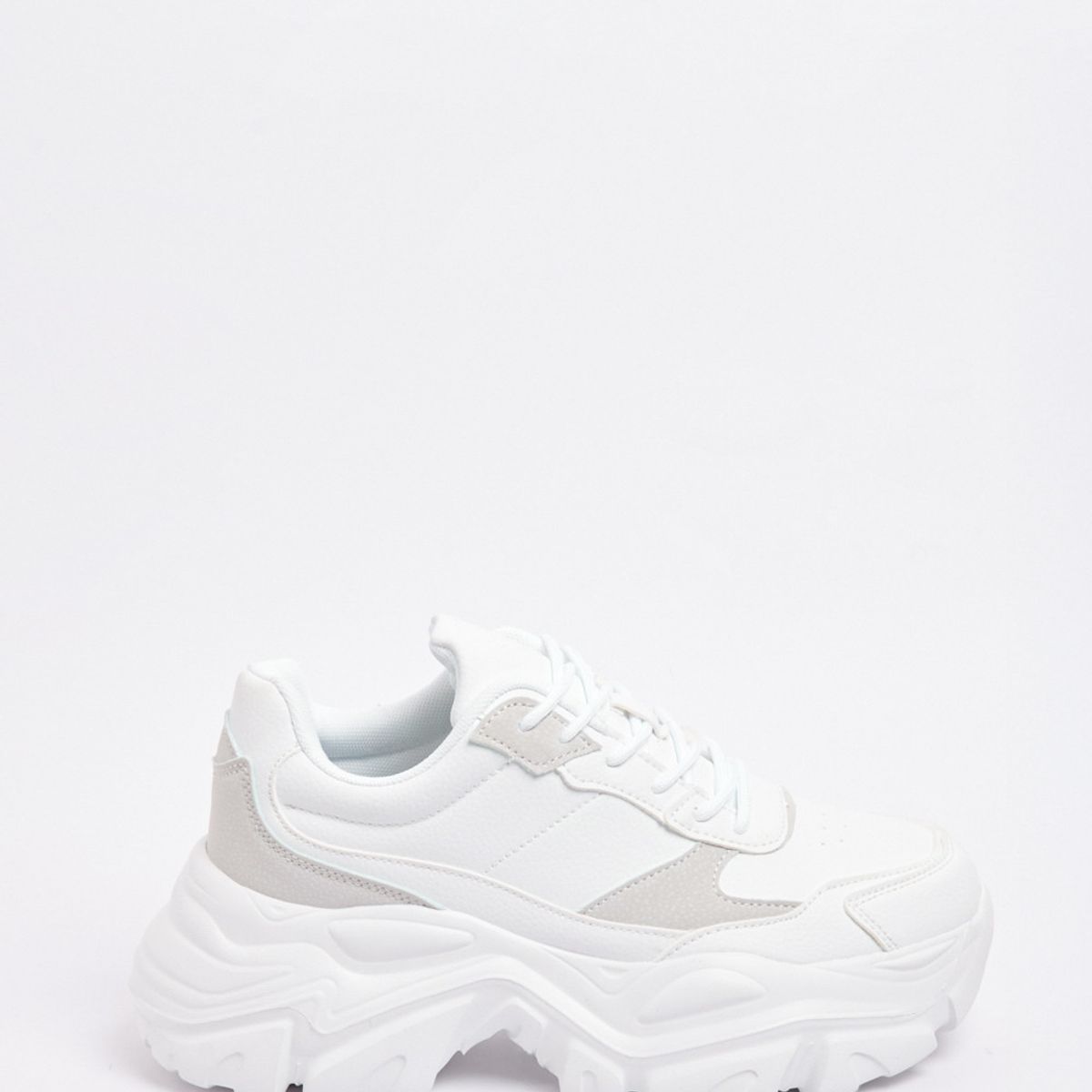 KOAJ - KOAJ Tenis de plataforma blancos con cordones y cortes Mujer