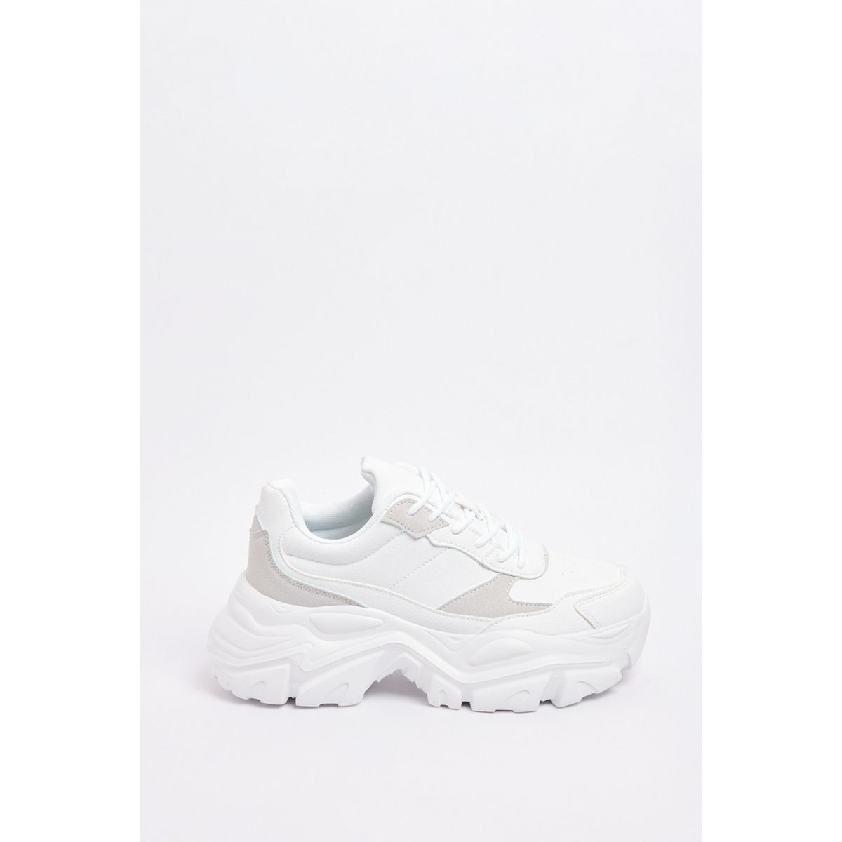 KOAJ - KOAJ Tenis de plataforma blancos con cordones y cortes Mujer