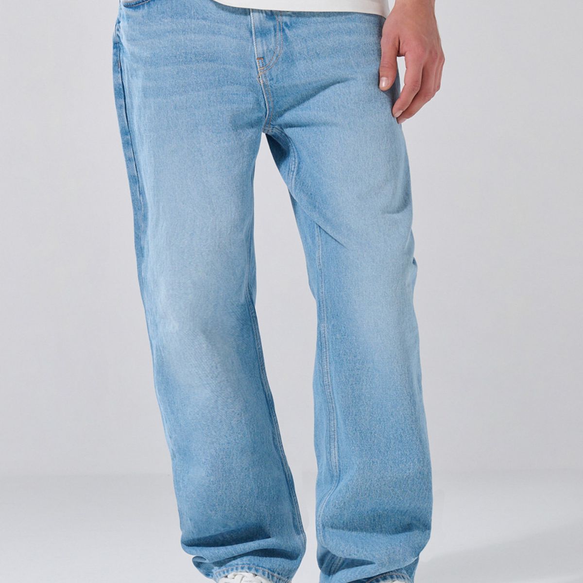 KOAJ - KOAJ Jean baggy tiro medio azul con bota ancha y desgastes Hombre