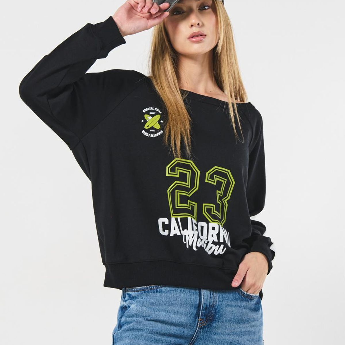 KOAJ - KOAJ Buzo cuello bandeja oversize con estampación college Mujer