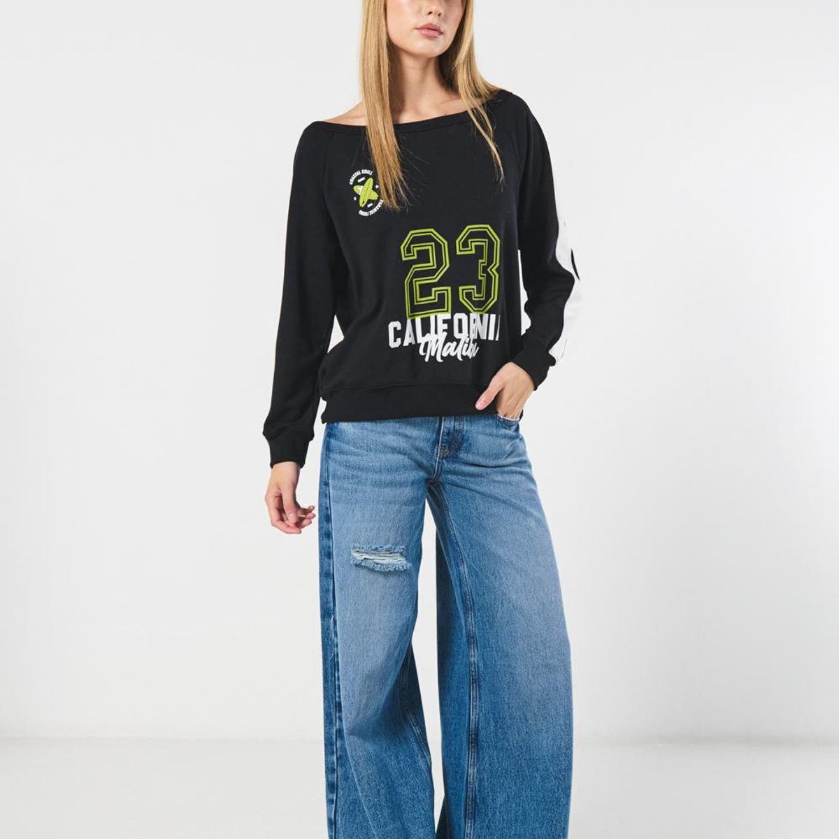 KOAJ - KOAJ Buzo cuello bandeja oversize con estampación college Mujer