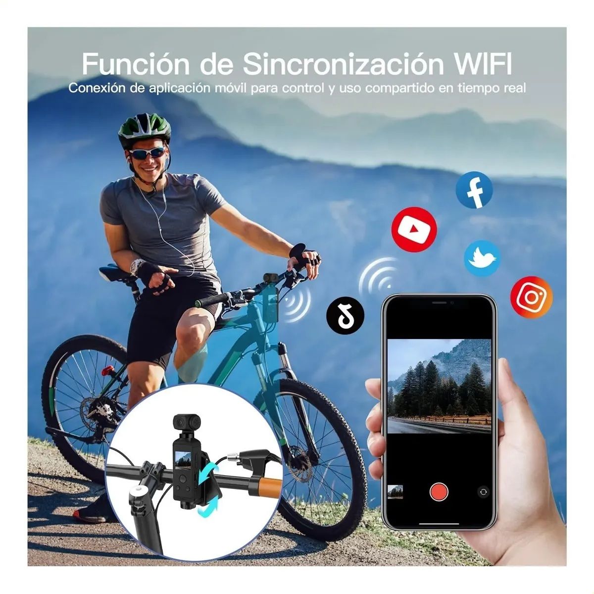 GENERICO - Cámara de Acción 4K Pocket Sumergible con Estabilizador