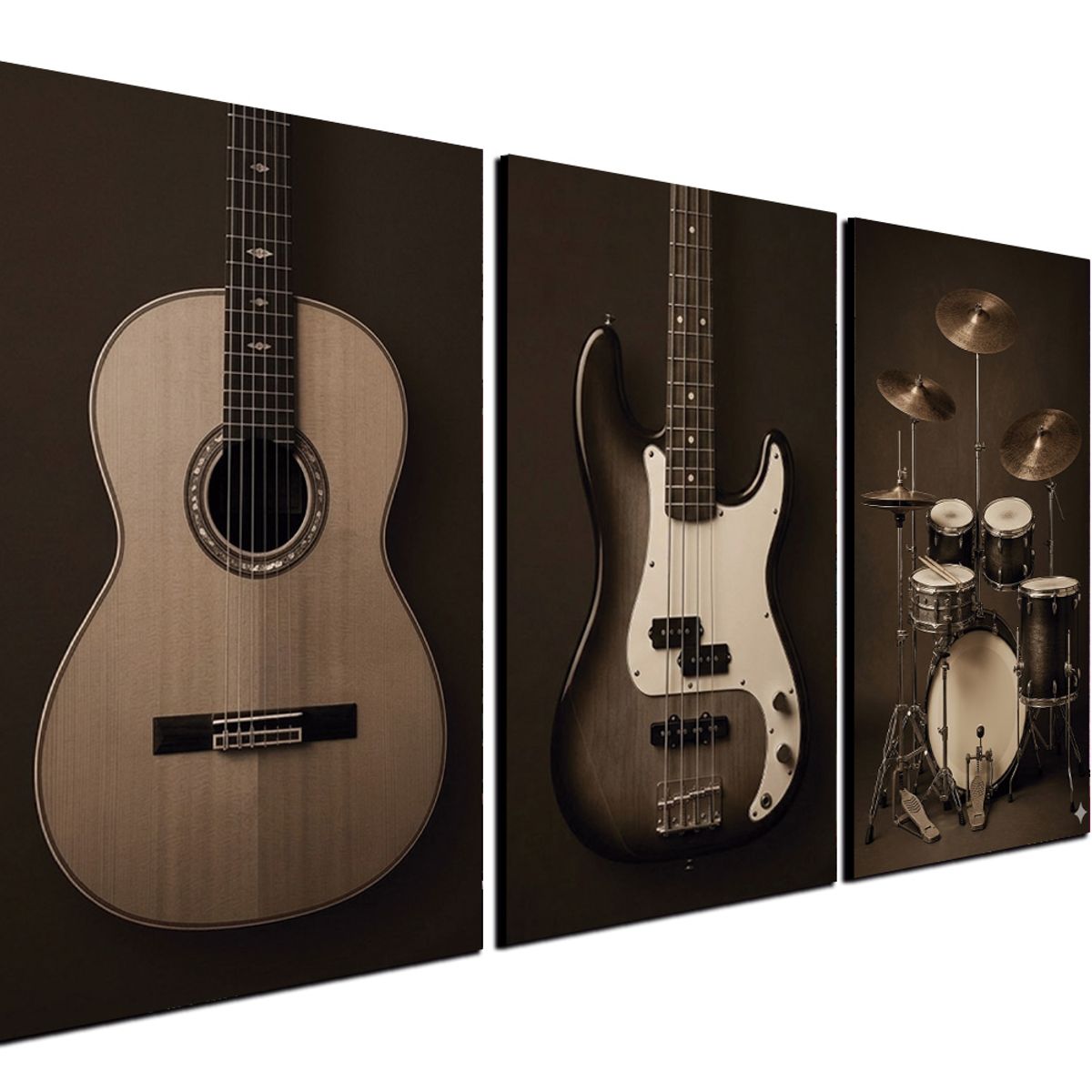 ART INDUSTRY - Cuadro Triptico 90x50cm Instrumentos Musica Rock