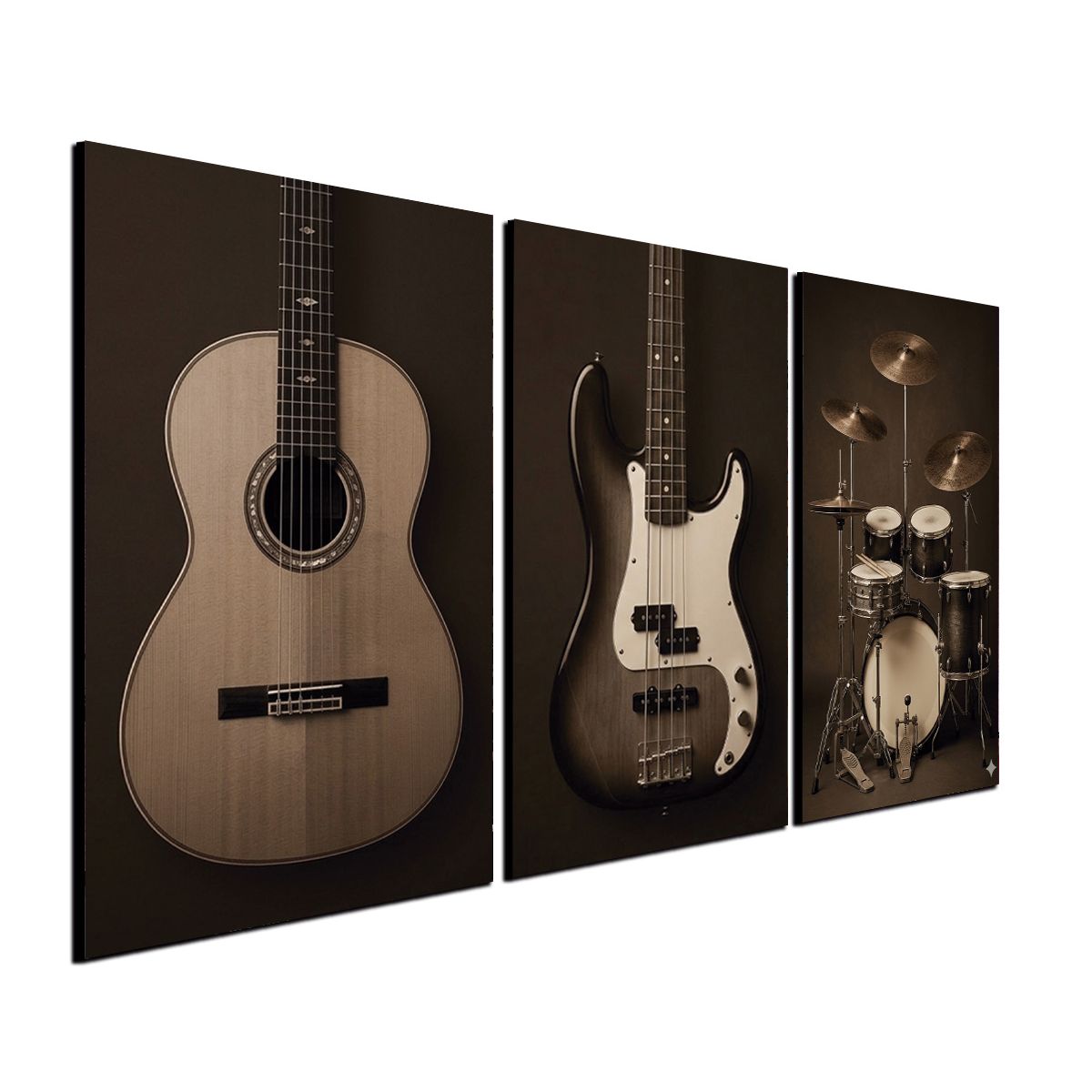 ART INDUSTRY - Cuadro Triptico 90x50cm Instrumentos Musica Rock