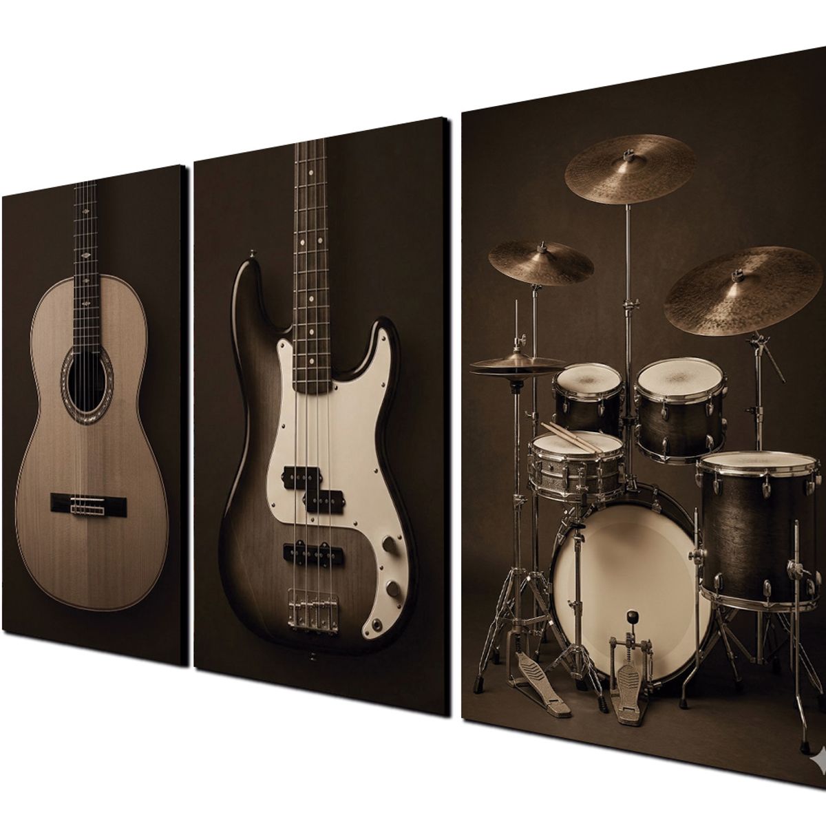 ART INDUSTRY - Cuadro Triptico 90x50cm Instrumentos Musica Rock