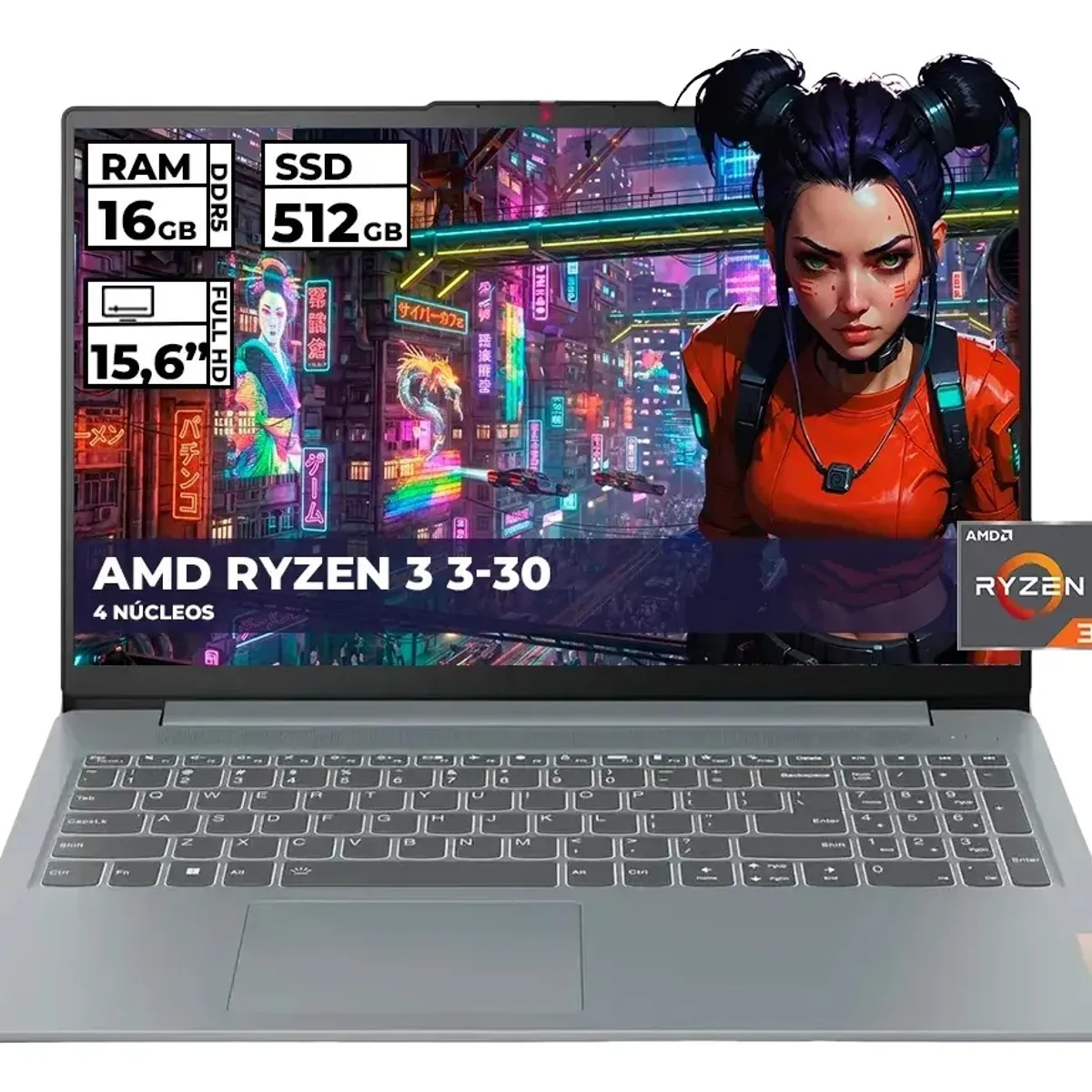 Lenovo - PORTATIL LENOVO 15AMN8 RYZEN 3-30 16GB RAM 512GB SSD 15 FHD