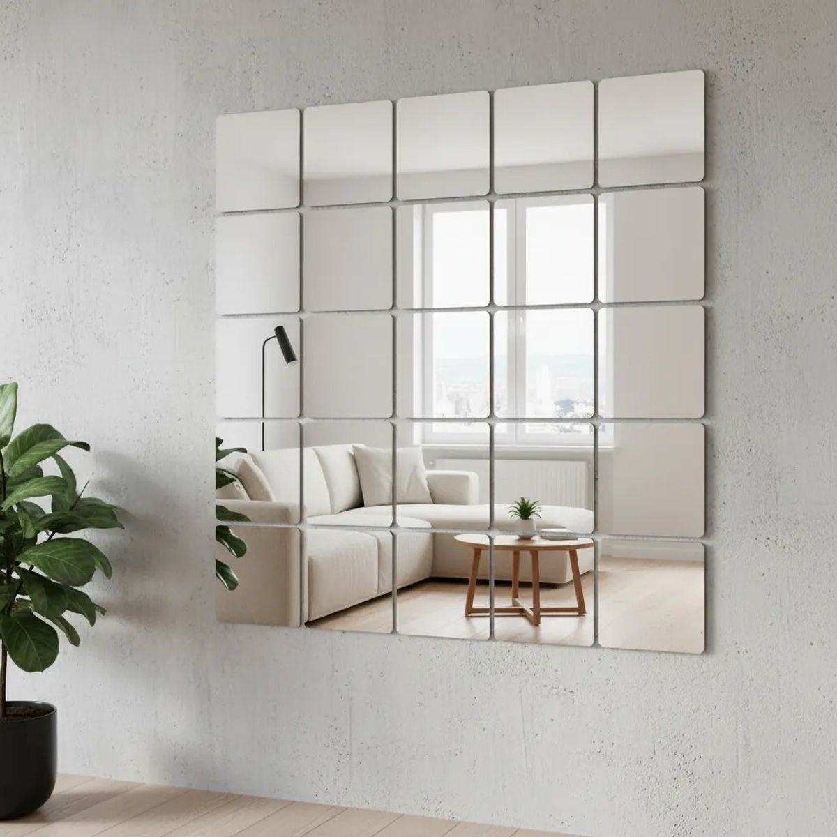 DECOR - Set De 10 Espejos Cuadrados Acrílico Moderno para Hogar