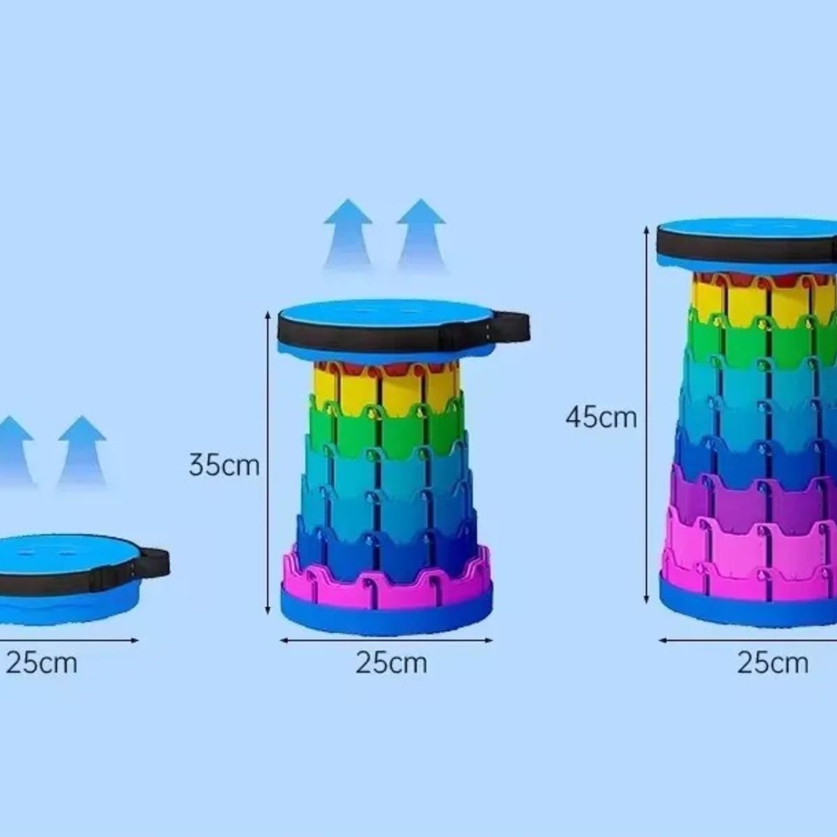 GENERICO - Taburete Retractil Portatil Plegable Ajustable 130kg