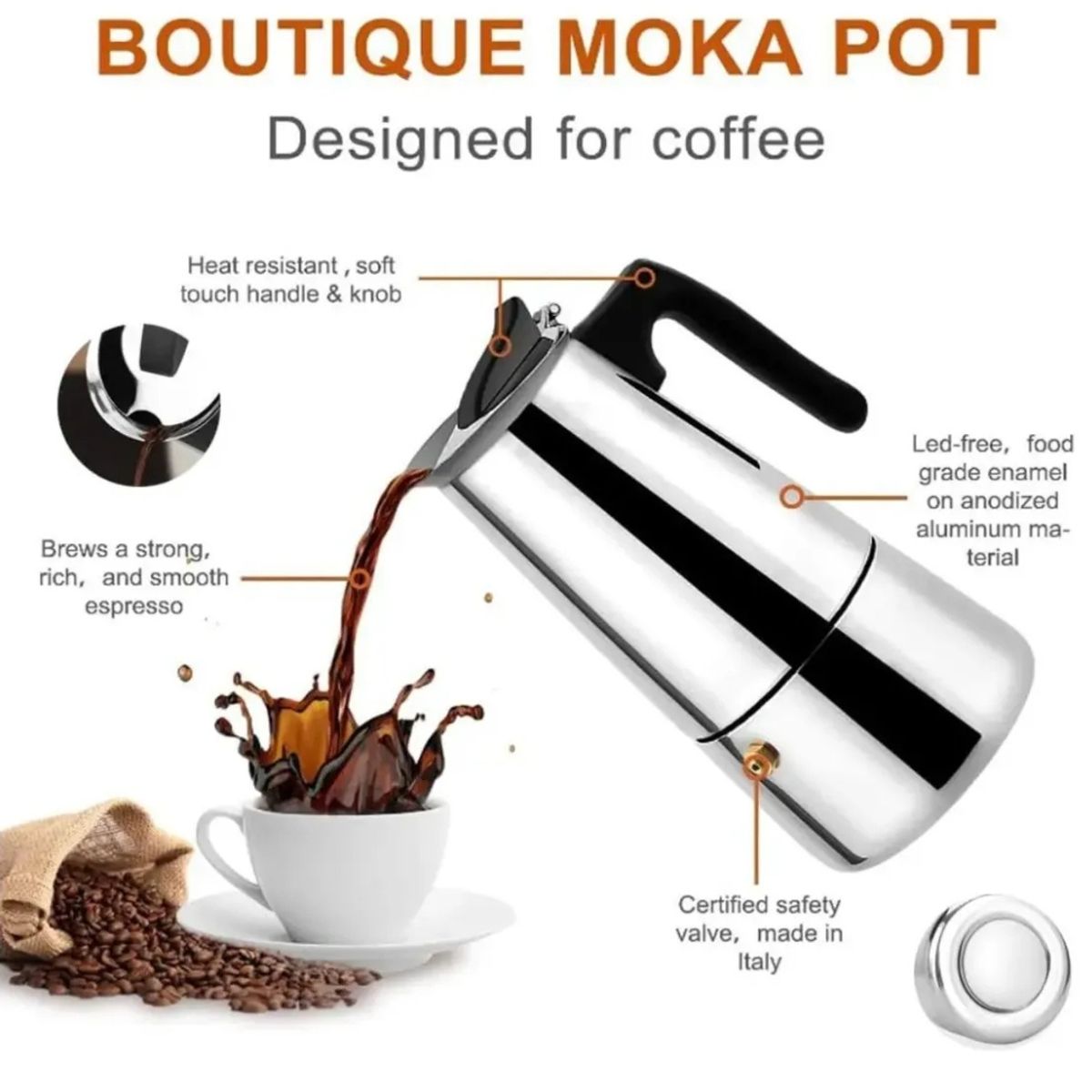 BUFFER FLASK - Cafetera Italiana Espresso 4 Tazas Acero Inoxidable: Cafetera Para Hogar y Oficina 200ml Premium