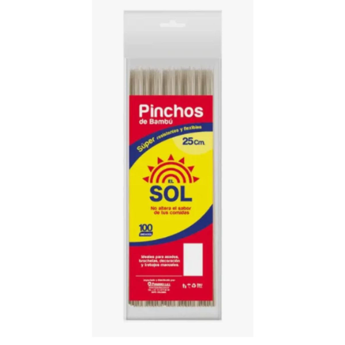 GENERICO - Palos De Madera De Bambú Para Pinchos 20 Cm 100 Unidades