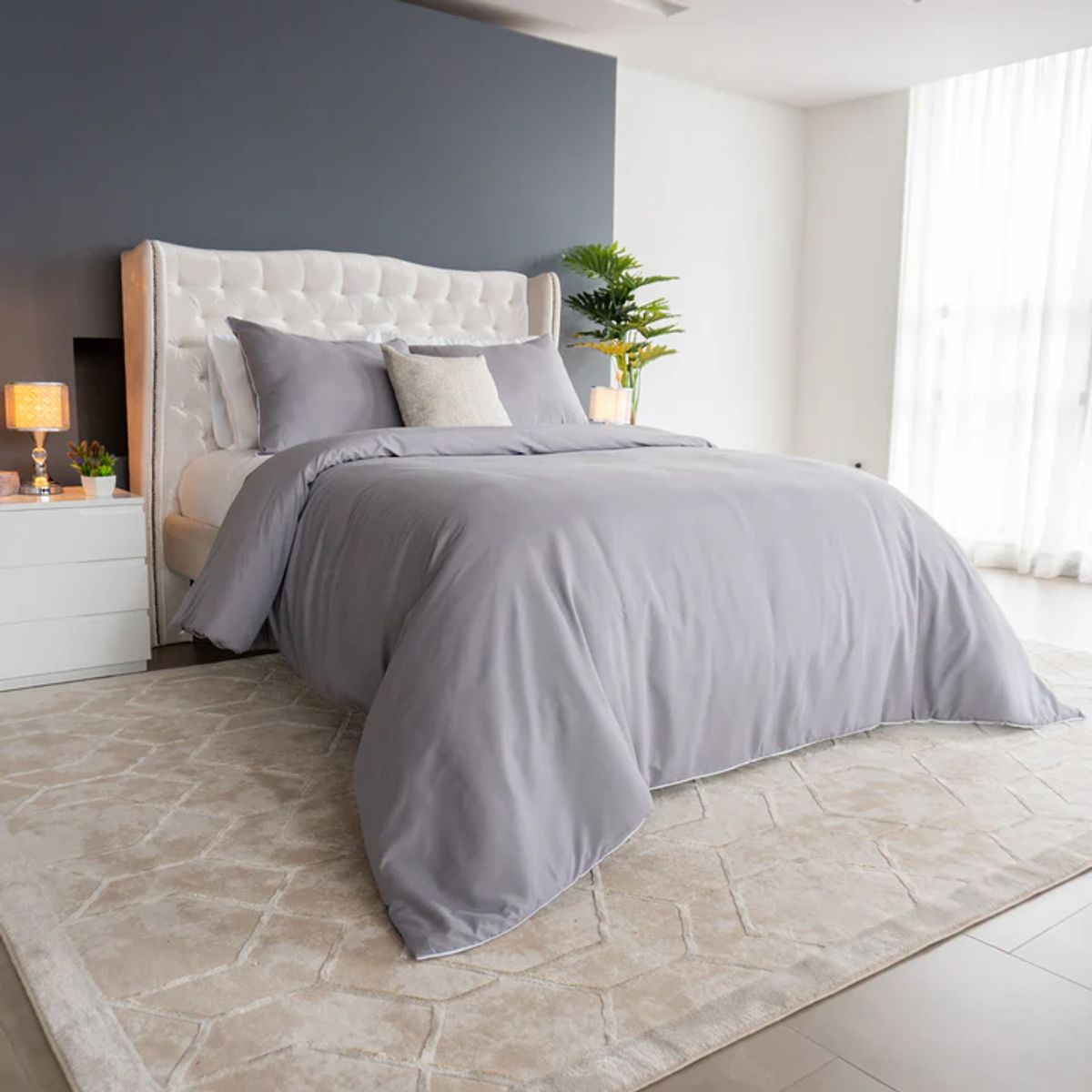 AMARE HOME - Funda de Plumón o Duvet cover Londres Grey Doble - Colección Mare color Gris