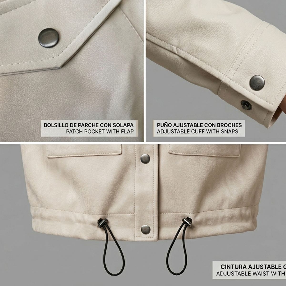 THE CLOTHING COMPANY - Chaqueta Mujer Suede Chic Sintético Ovejera Corta Ajustable