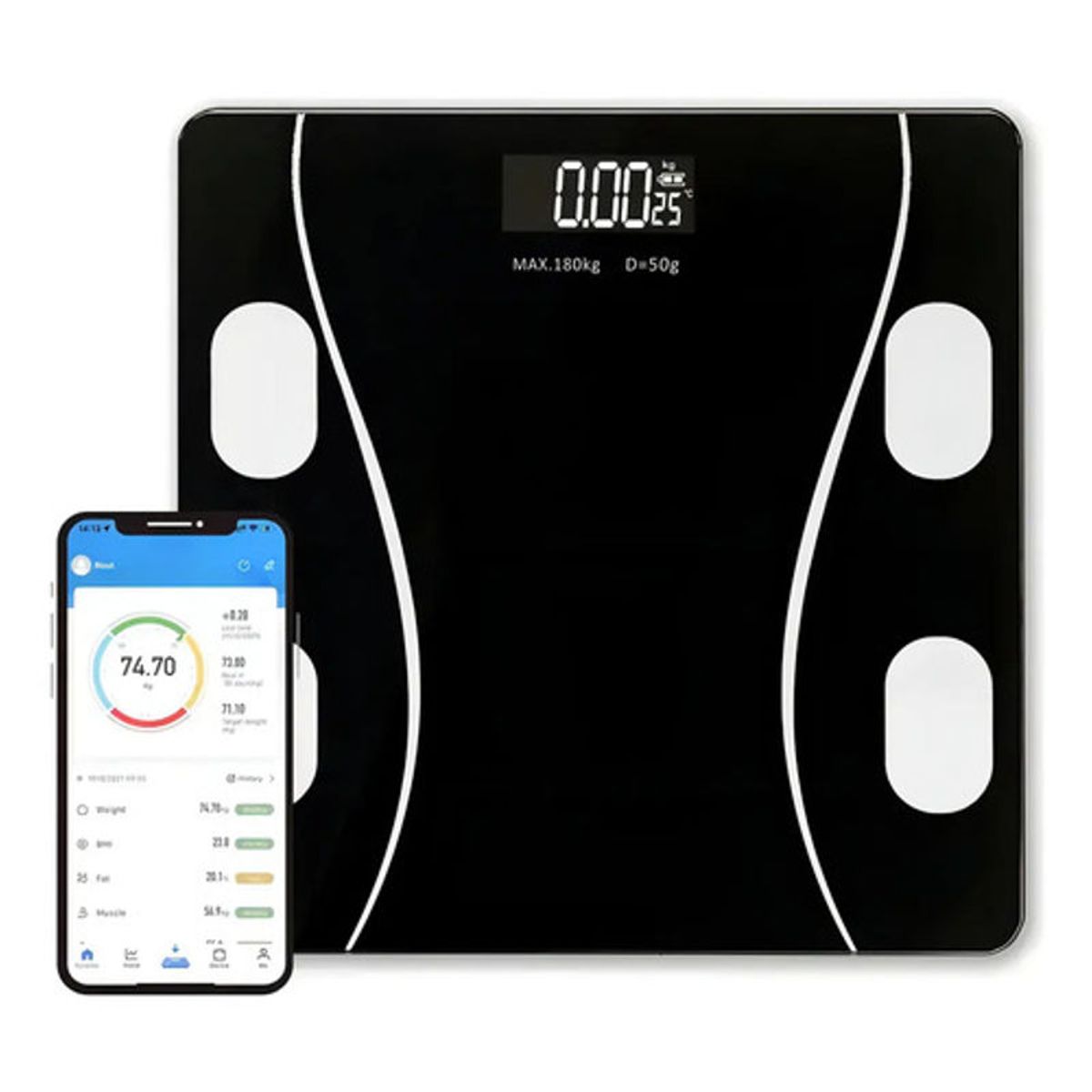 COLOR - Bascula Digital Personas Bluetooth Usb Color Negro 110