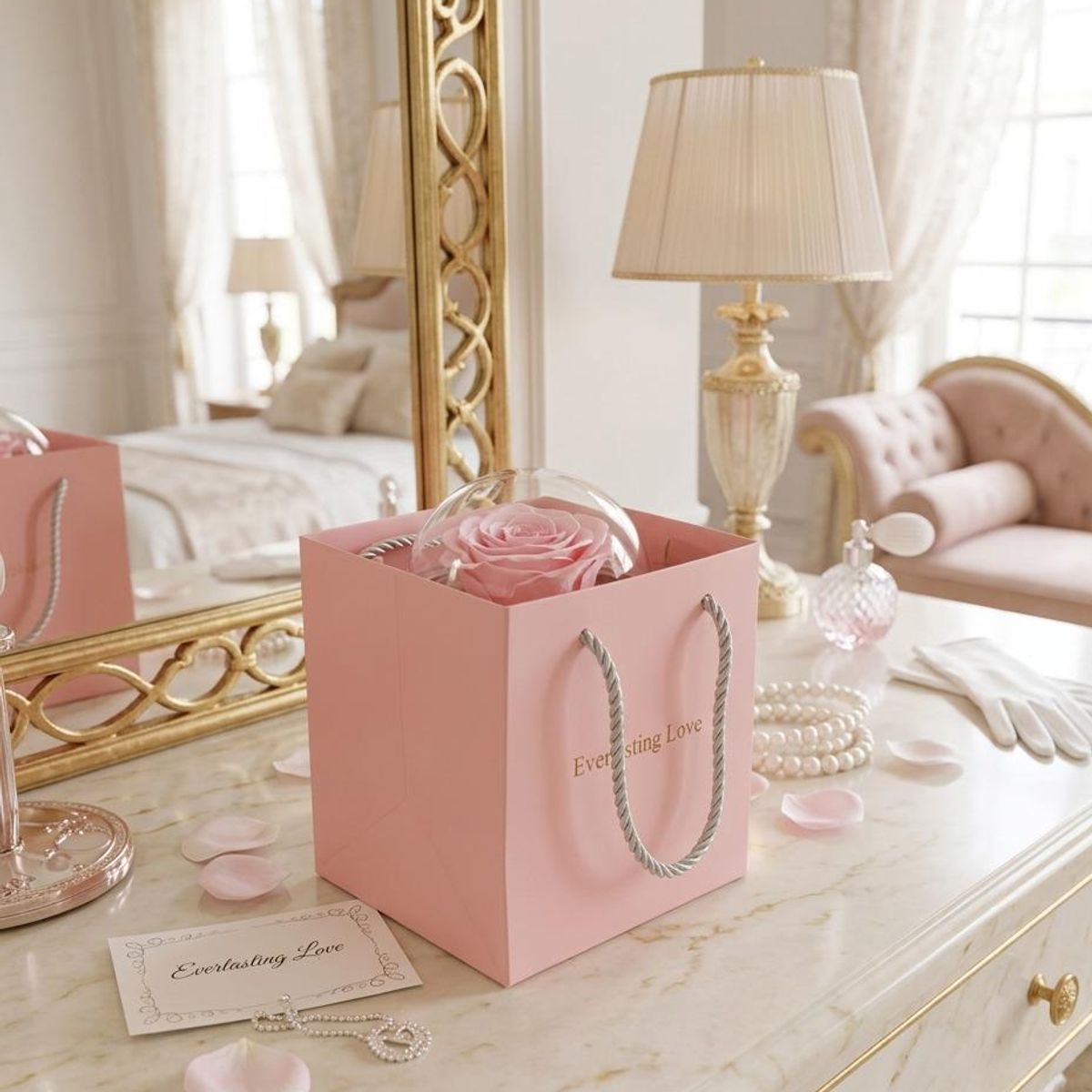 INFANTILES CAJUROMIX - Caja Regalo Rosa Eterna Everlasting Love Rosa