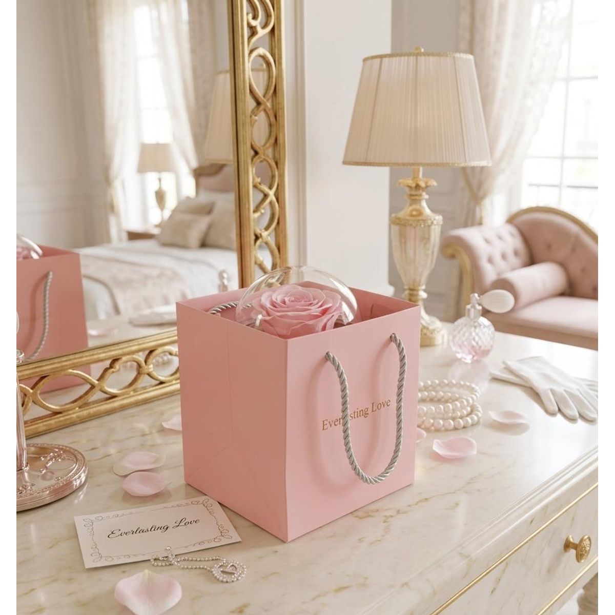 INFANTILES CAJUROMIX - Caja Regalo Rosa Eterna Everlasting Love Rosa