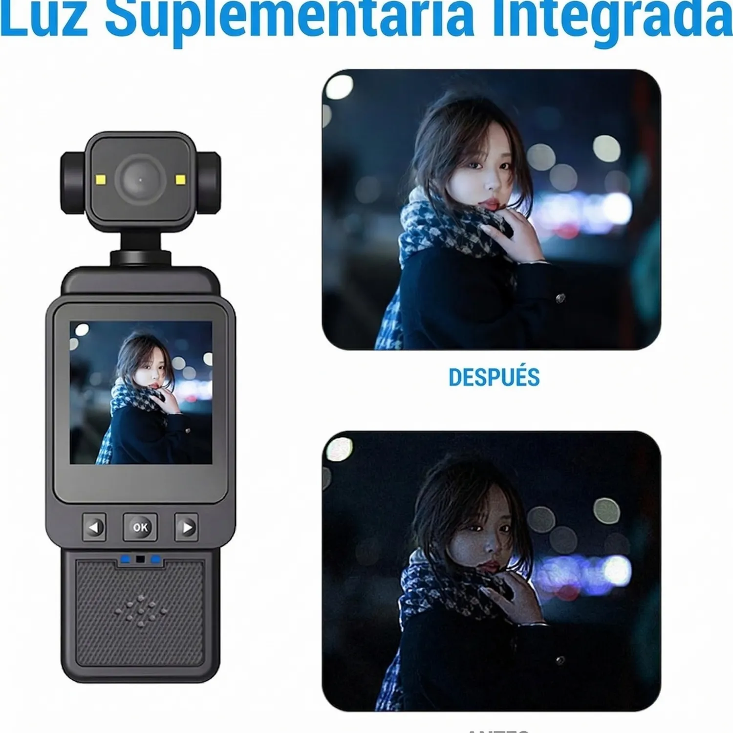 Mini Cámara Gimbal 4k Vlogging Wifi Rotación 270 Pantalla Hd