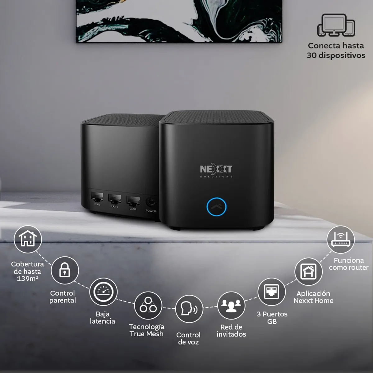 NEXXT SOLUTIONS - Pack x3 Router Nexxt Bolt Ac1200, Wi-fi 5, Tecnología Mesh, Compatible Google Home  Alexa  Siri