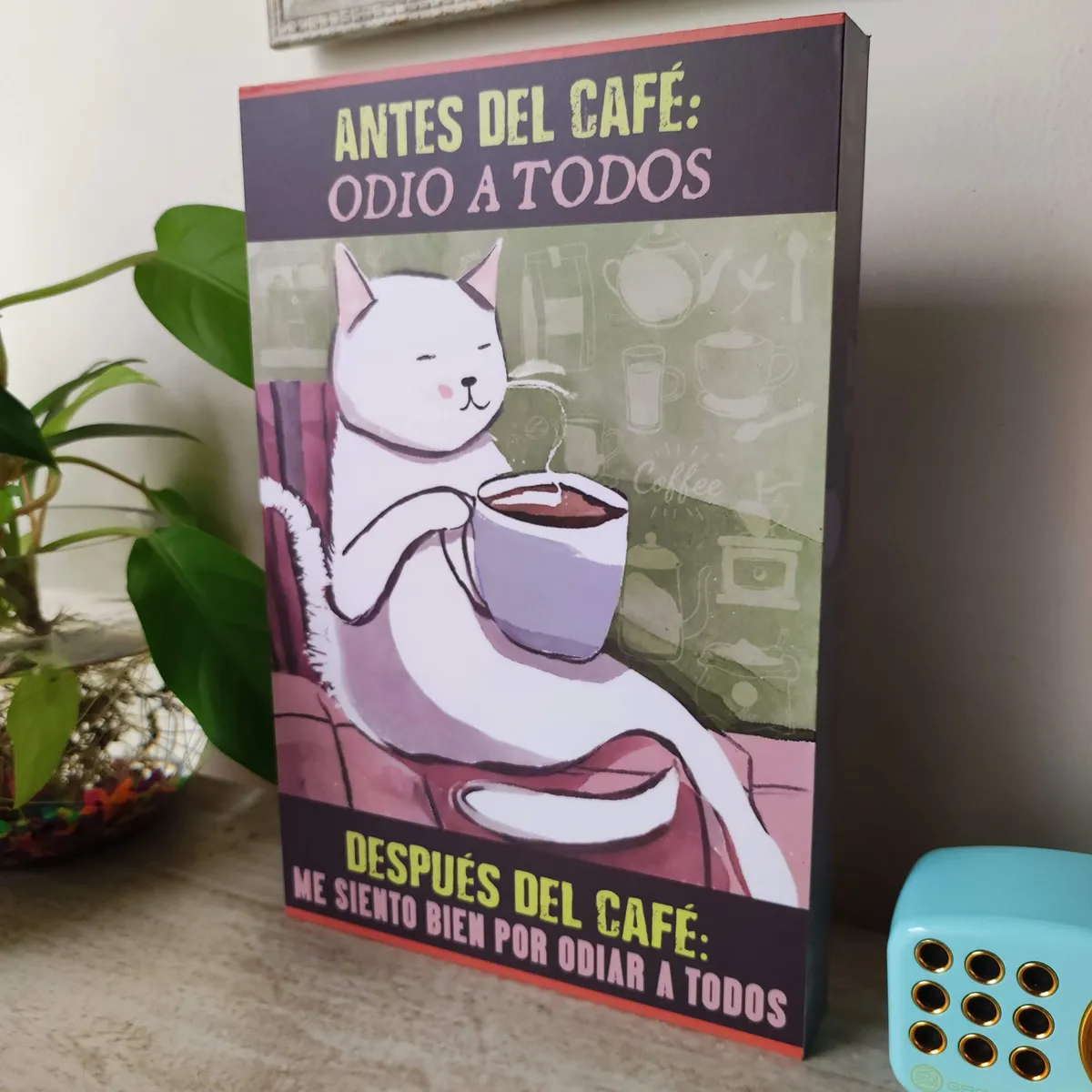 POR EJEMPLO DISEÑO Y DECORACION - Cuadro Gato Blanco taza de Café