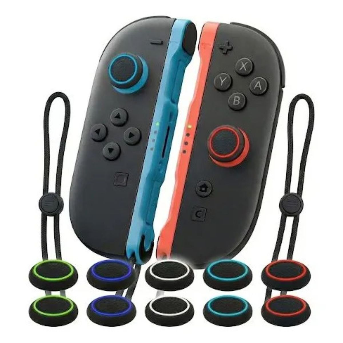 GENERICO - Set  5 Pares Grips Para Nintendo Switch 2 Genericos Control Negro