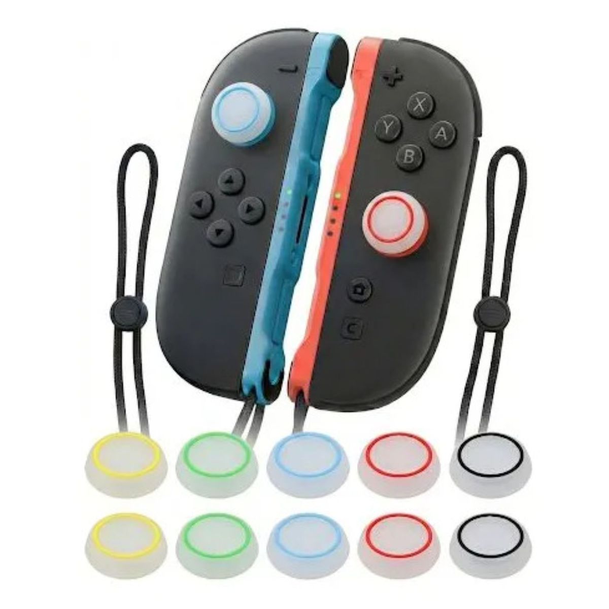 GENERICO - Set  5 Pares Grips Para Nintendo Switch 2 Genericos Control Blanco