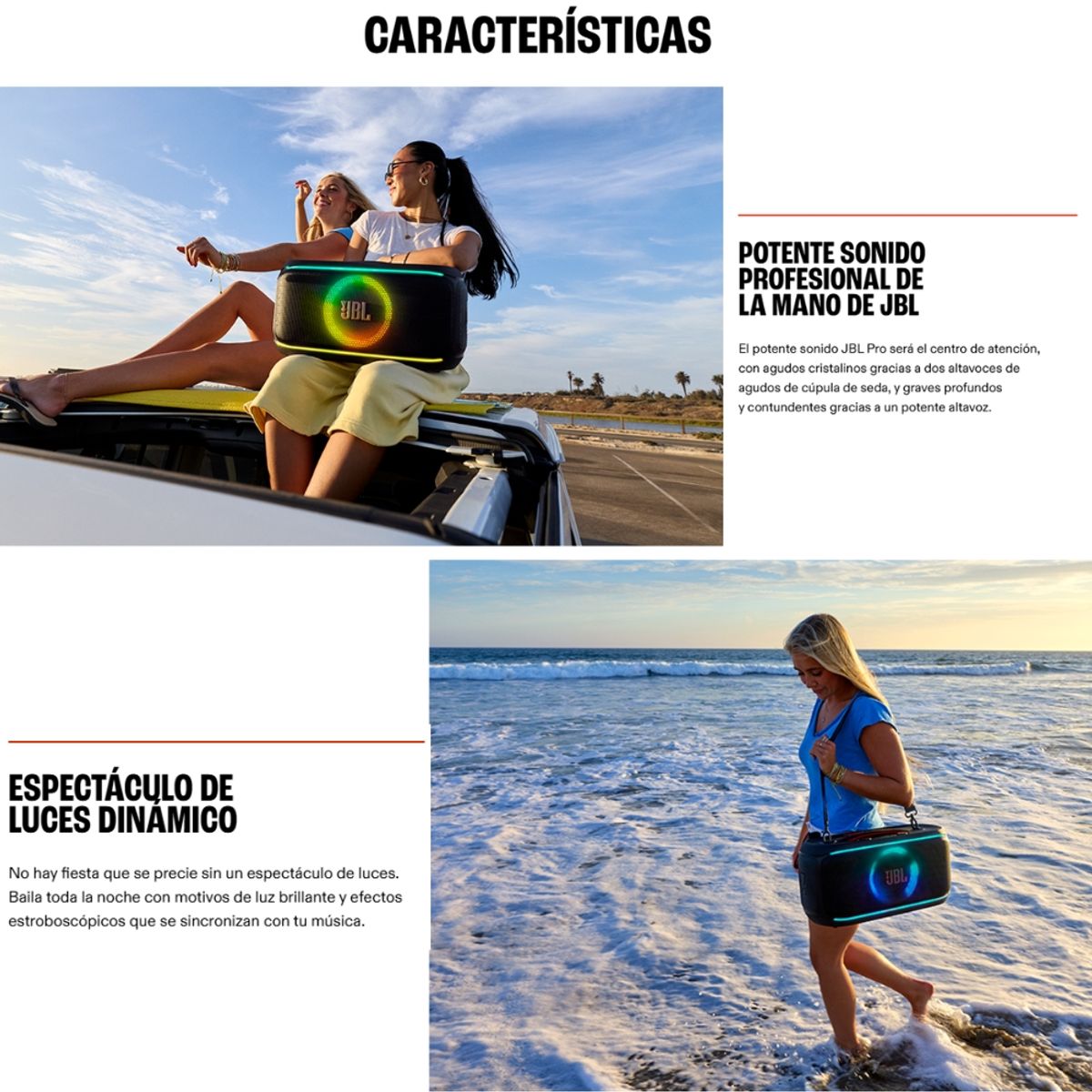 JBL - Parlante Jbl Partybox On-the-go 2 Con Microfono, Potencia 100W, Iluminacion RGB