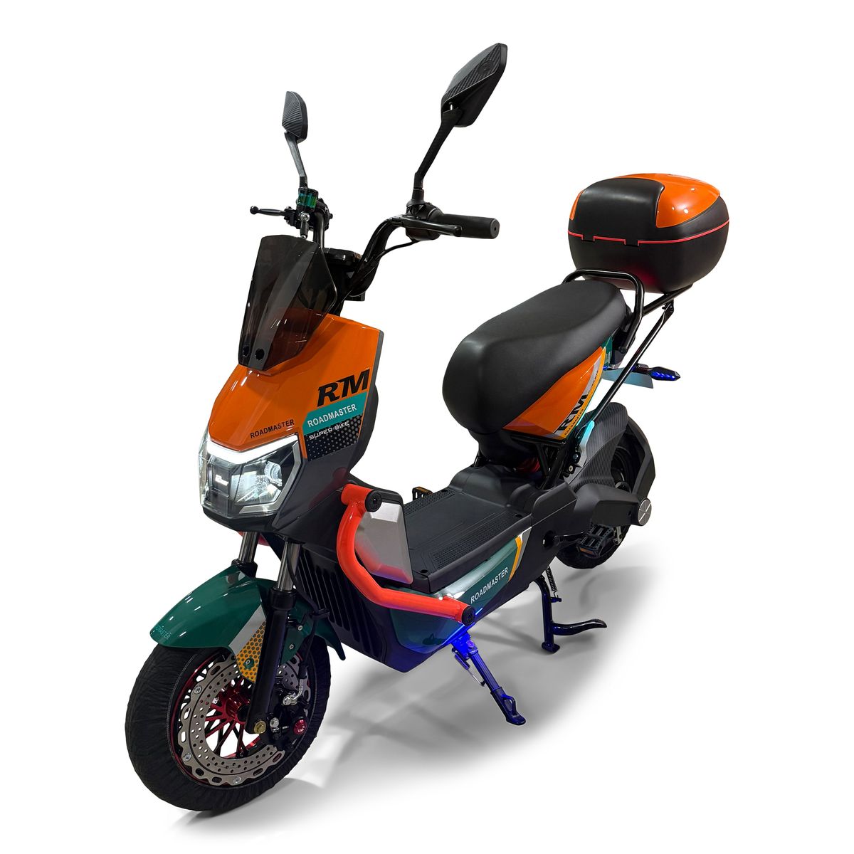 ROADMASTER - Bicicleta Eléctrica Roadmaster Águila Pro 60v 60 Km /h +baul naranja verde