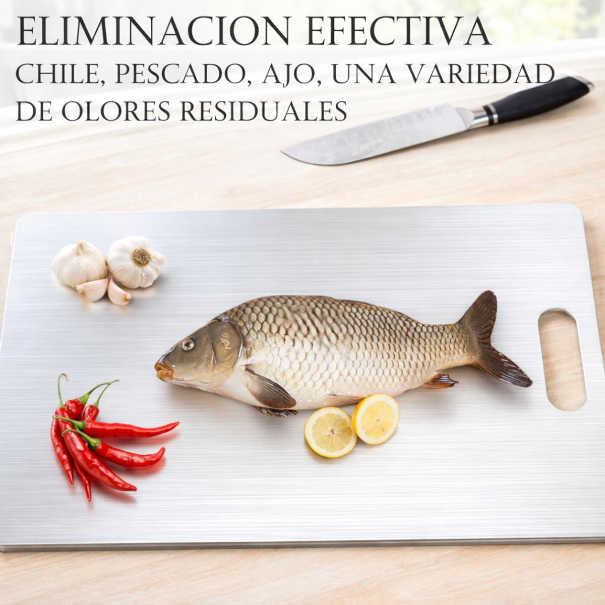 TECNOHOGAR JS - Set X3 Tabla De Picar Para Cocina En Acero Inoxidable 304