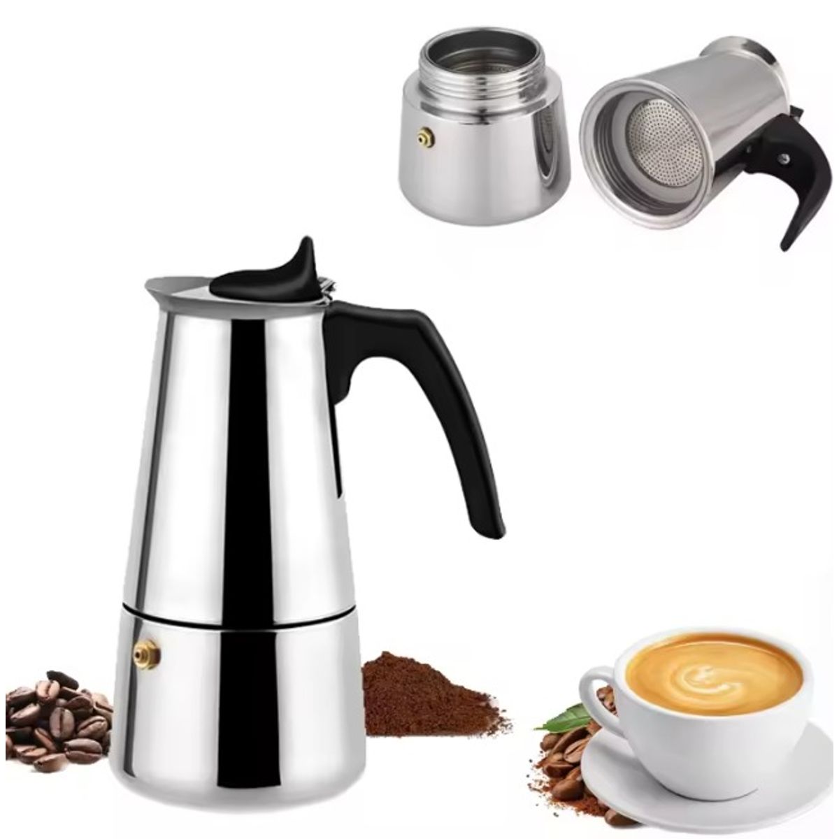 GENERICO - Cafetera Italiana Acero inoxidable de 12 tazas (600ml)