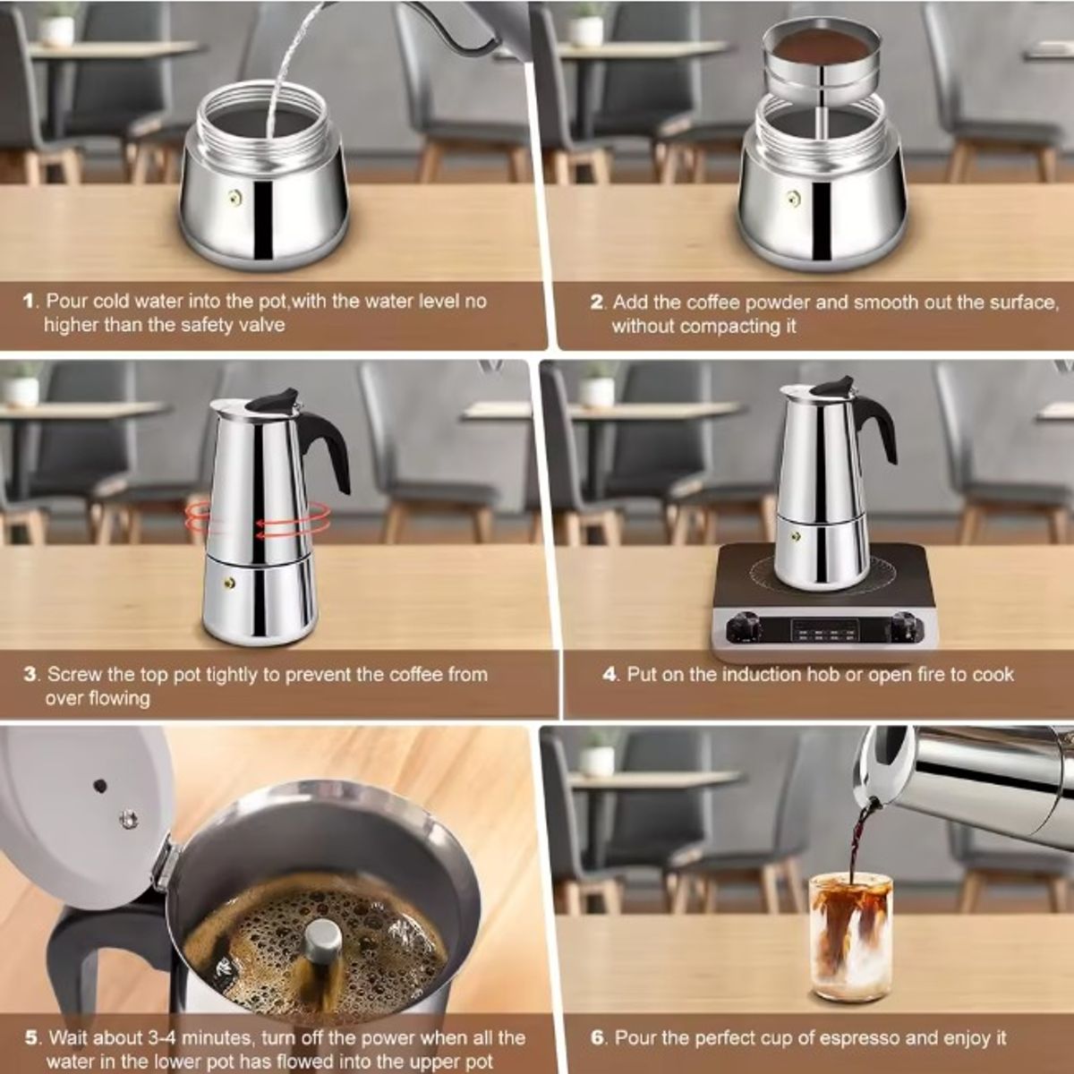 GENERICO - Cafetera Italiana Acero inoxidable de 12 tazas (600ml)