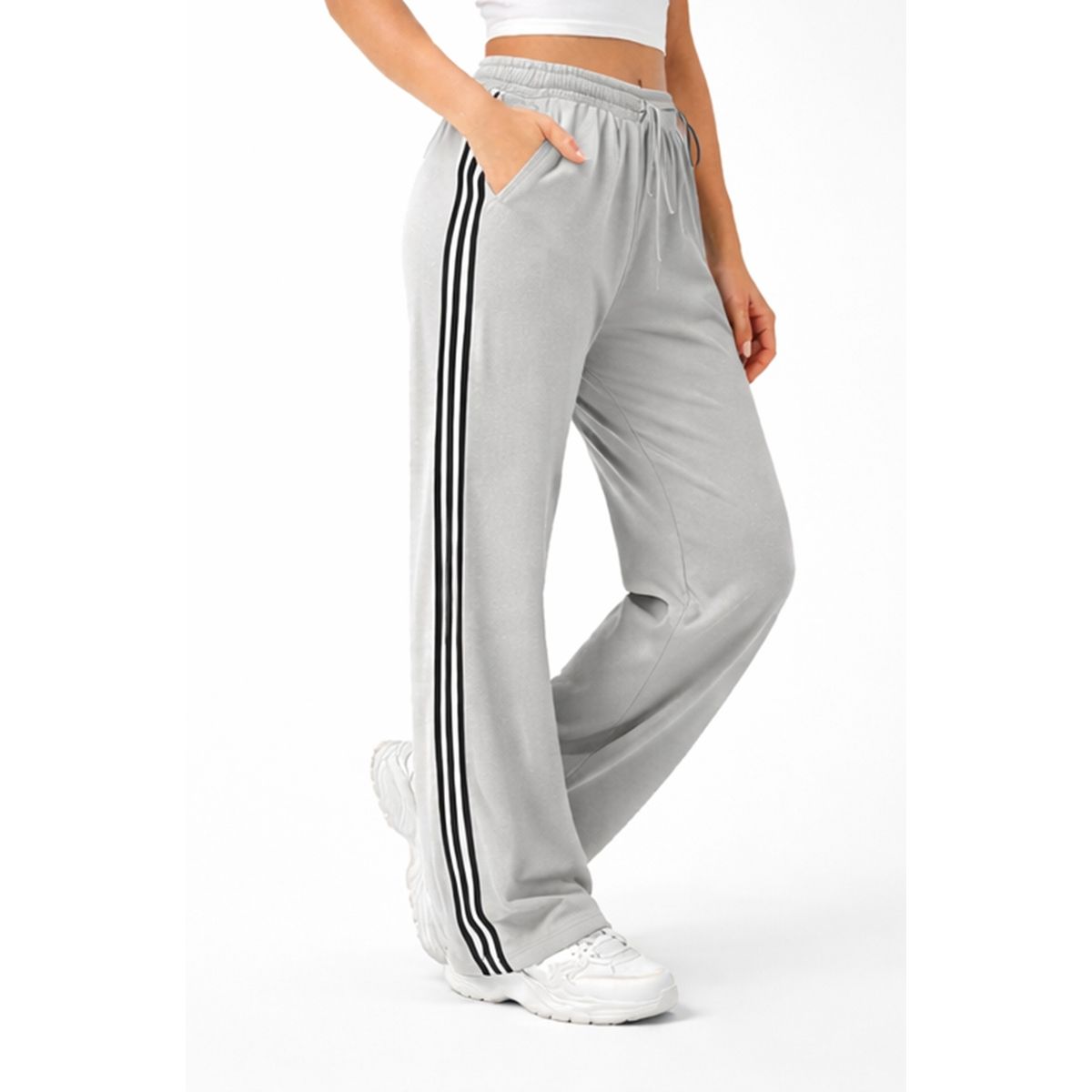 YOGA & GYM - Jogger Deportivo De Pierna Recta Con Franjas Laterales