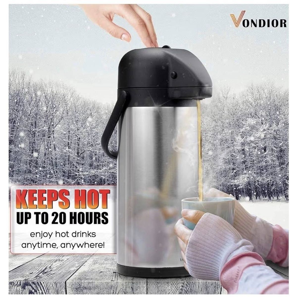 BABARIA - Termo con bomba para bebidas – 3 litros