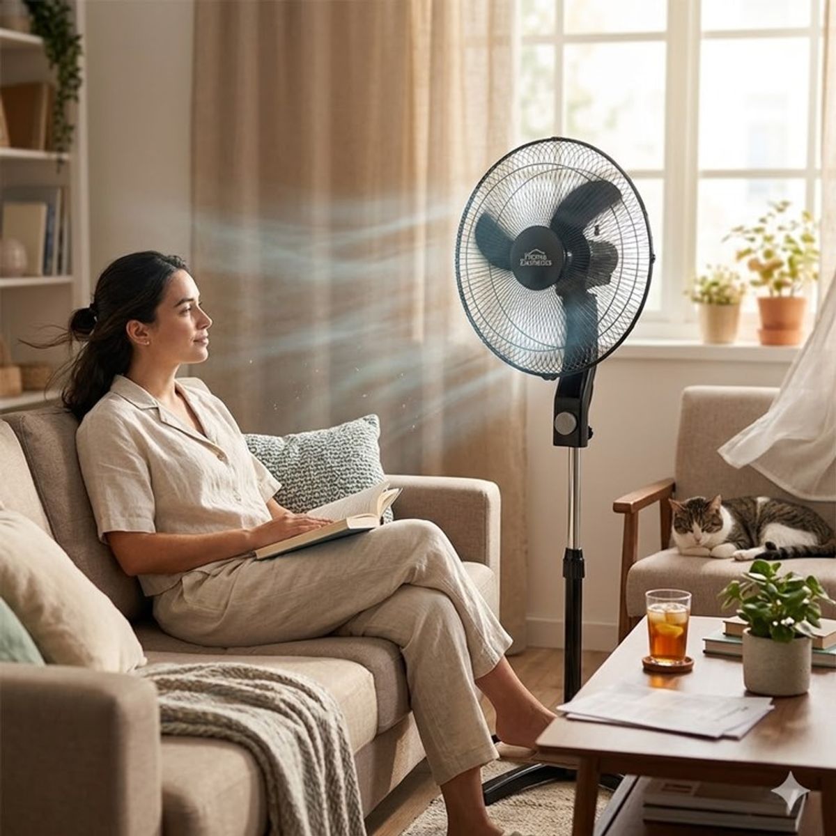 HOME ELEMENTS - Ventilador Home Elements de Pedestal de 16 Pulgadas Color Negro HEVB16N