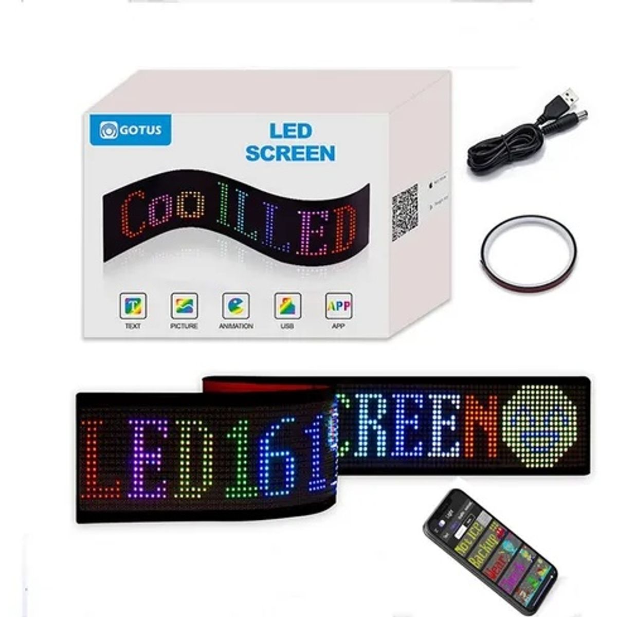 GENERICO - LETRERO DE OJOS LED PROGRAMABLE PARA AUTO