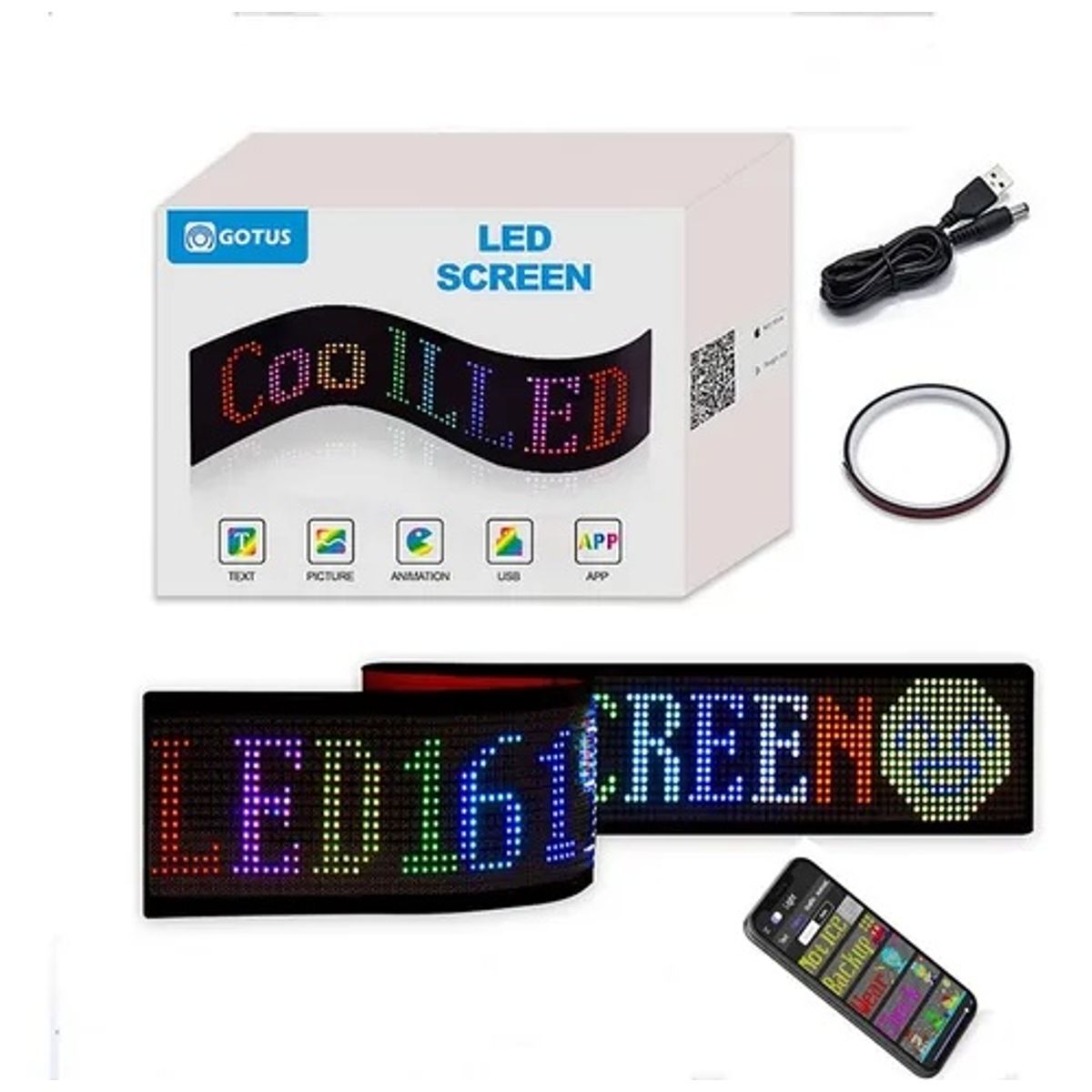 GENERICO - LETRERO DE OJOS LED PROGRAMABLE PARA AUTO