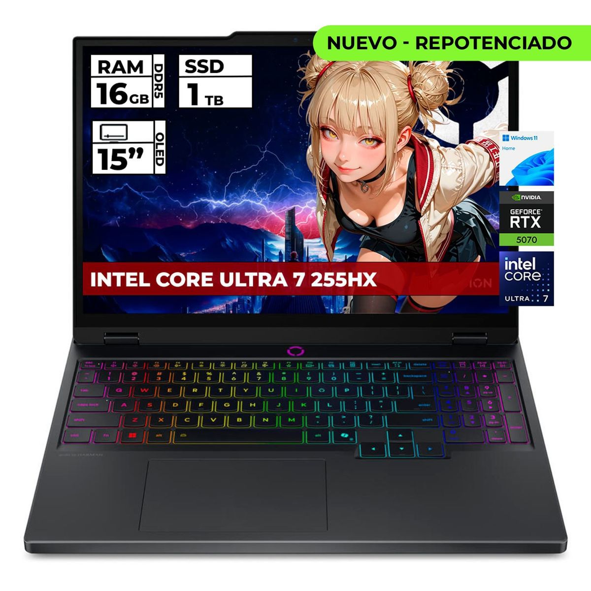 Lenovo - PORTATIL LENOVO LEGION INTEL CORE ULTRA 7-255HX 16GB RAM 1TB SSD RTX 5070 15'' OLED WQXGA