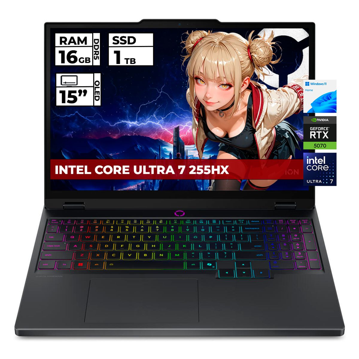 Lenovo - PORTATIL LENOVO LEGION INTEL CORE ULTRA 7-255HX 16GB RAM 1TB SSD RTX 5070 15'' OLED WQXGA