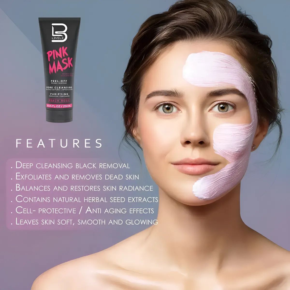 L3VEL3 - L3VEL3 Mascarilla Facial Rosa de Arcilla Caolin Pink Mask