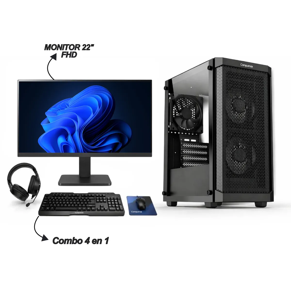 AMD - COMPUTADOR DE ESCRITORIO - RYZEN 5 5600G - 16GB RAM - 1TB SSD - MONITOR 22" FHD