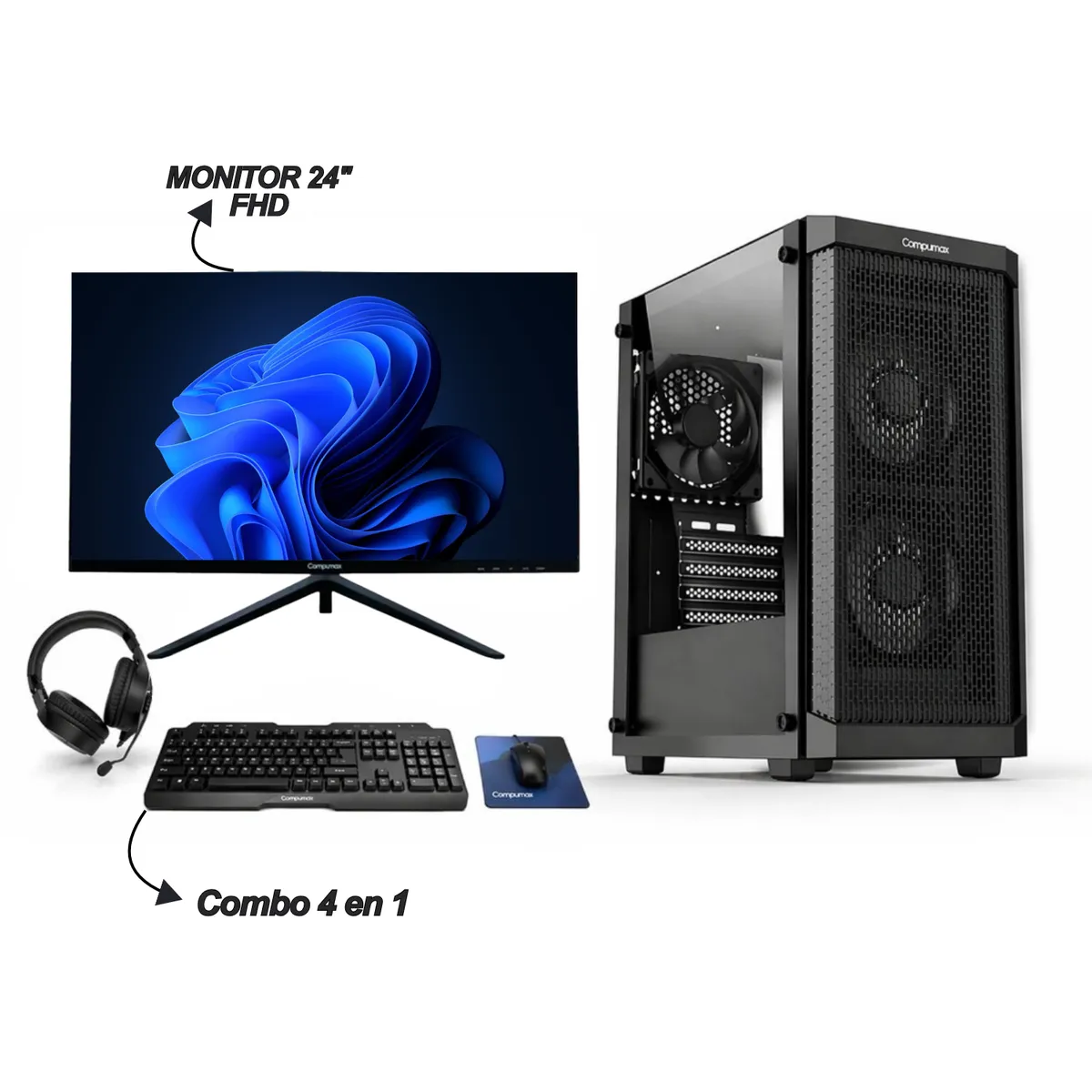 AMD - COMPUTADOR DE ESCRITORIO - RYZEN 5 5600G - 16GB RAM - 1TB SSD - MONITOR 24" FHD