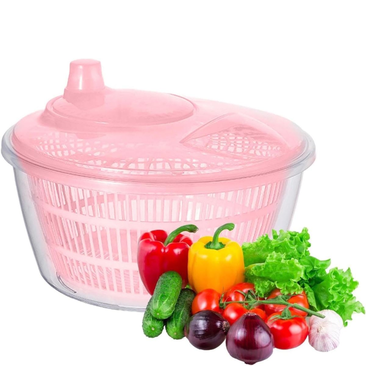 GENERICO - Lavadora y Secador De Ensaladas Manual 22.8cm Escurridor De Frutas y Verduras PP Duradero