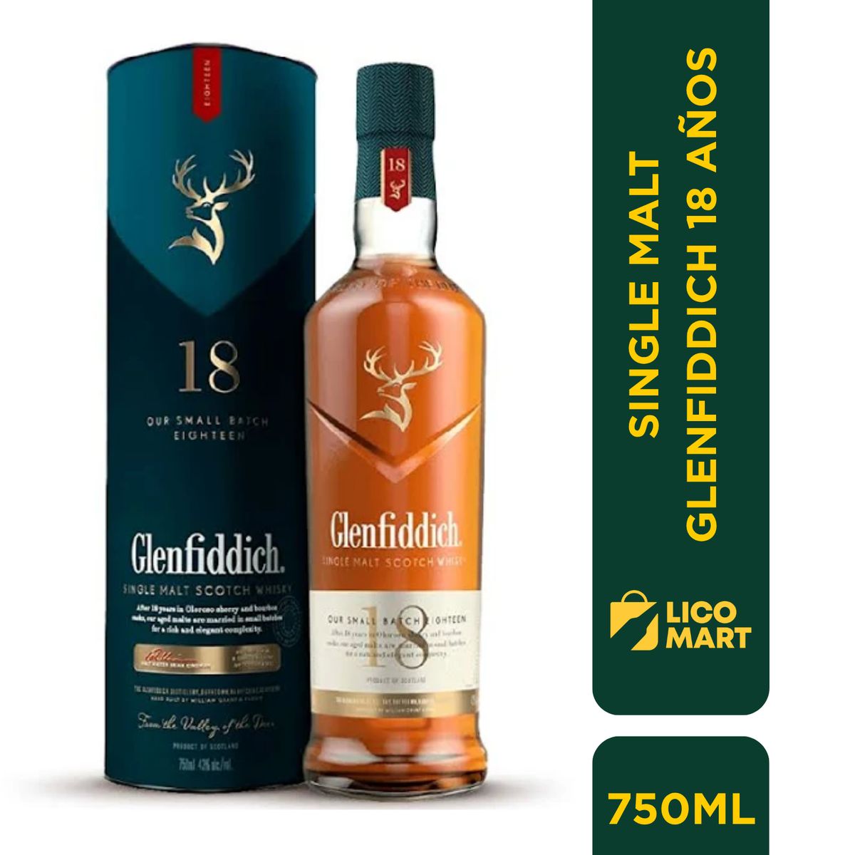 GLENFIDDICH - WHISKY SINGLE MALT GLENFIDDICH 18 AÑOS 750 ML