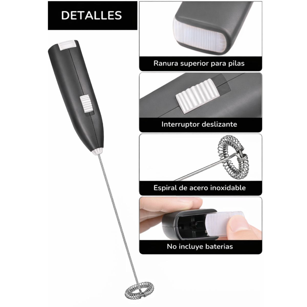 GENERICO - Batidor Eléctrico Portatil Mezclador Espuma
