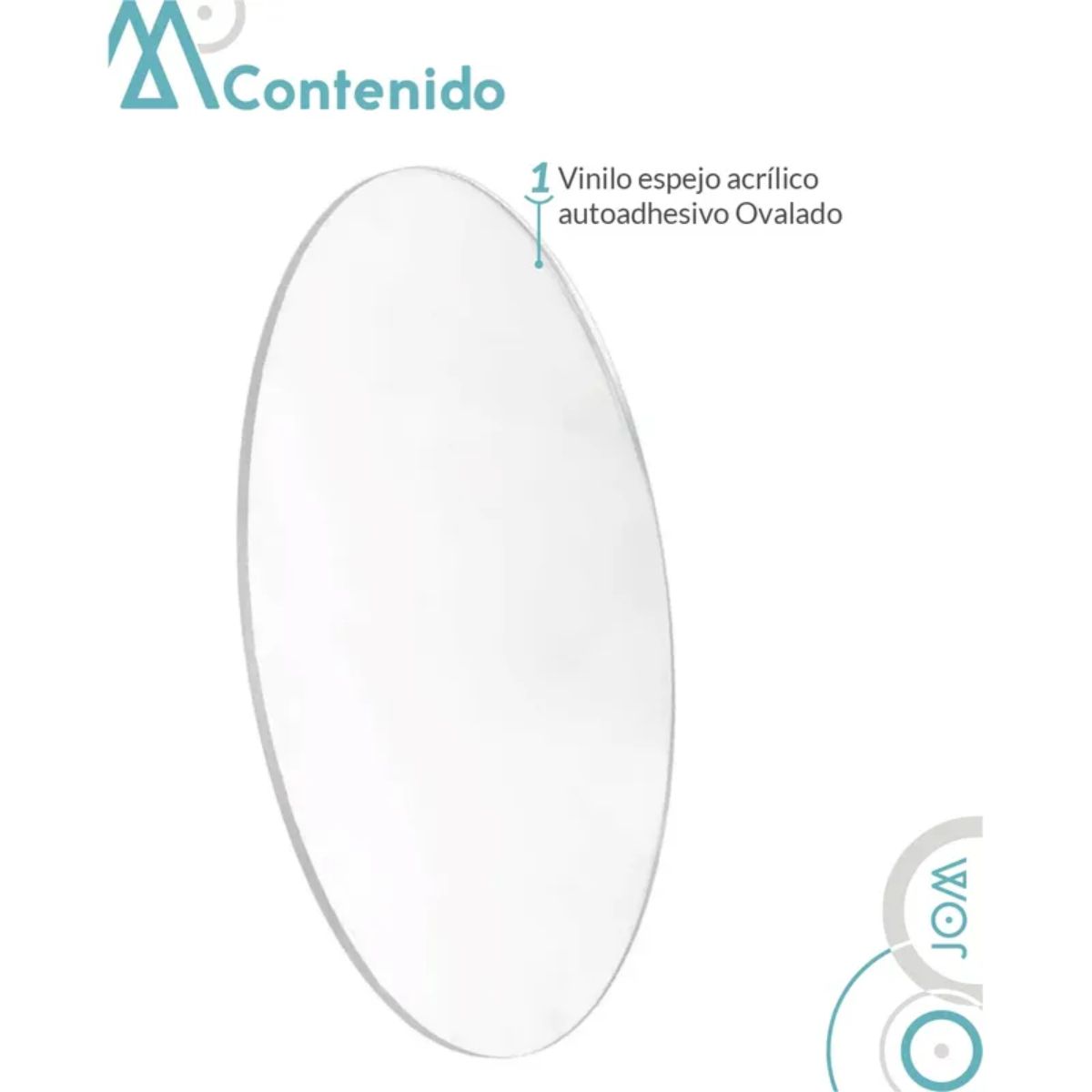 GENERICO - Vinilo Decorativo Efecto Espejo Acrilico Con Adhesivo Para Pared Lamina Forma Ovalada Color Plateado
