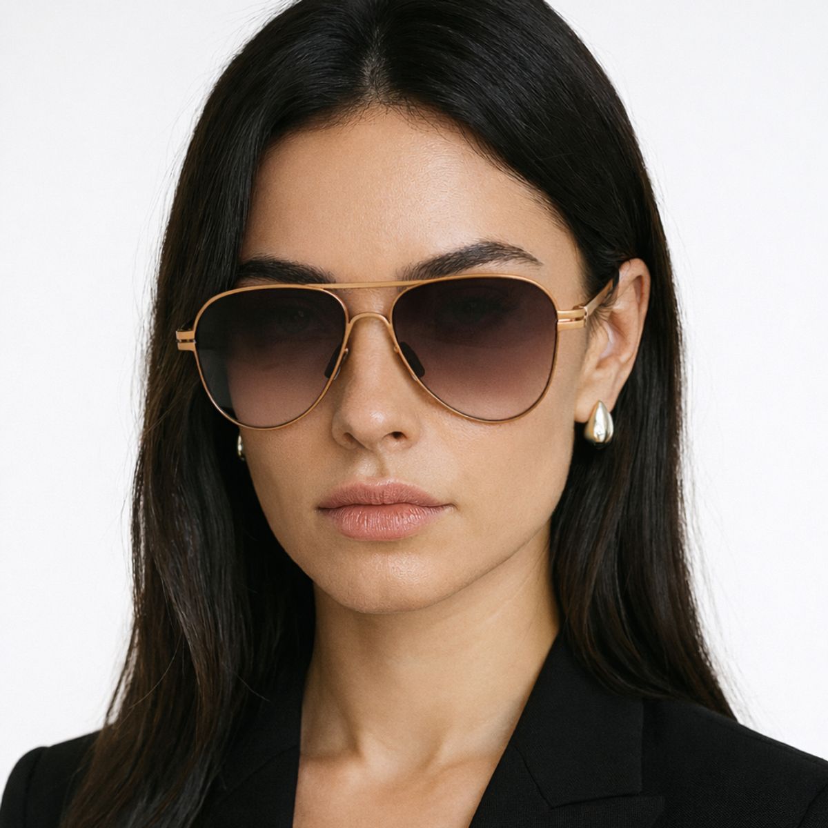 BUHO PARIS - Gafas De Sol De Lujo Aviador de Dama - Marco de Titanio