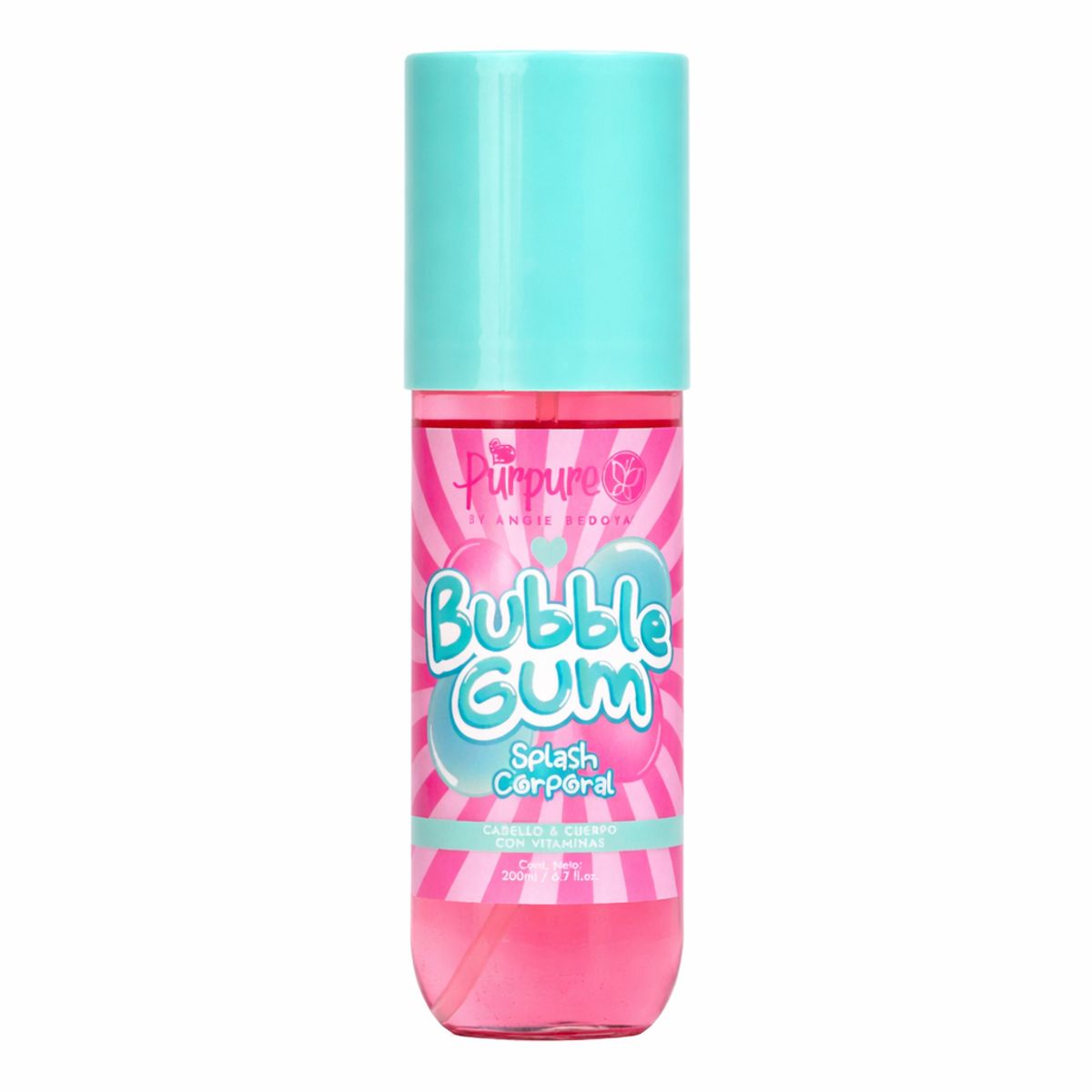 GENERICO - Splash Corporal Bubble Gum Purpure 200ml  Aroma dulce, piel suave y fragancia larga duración