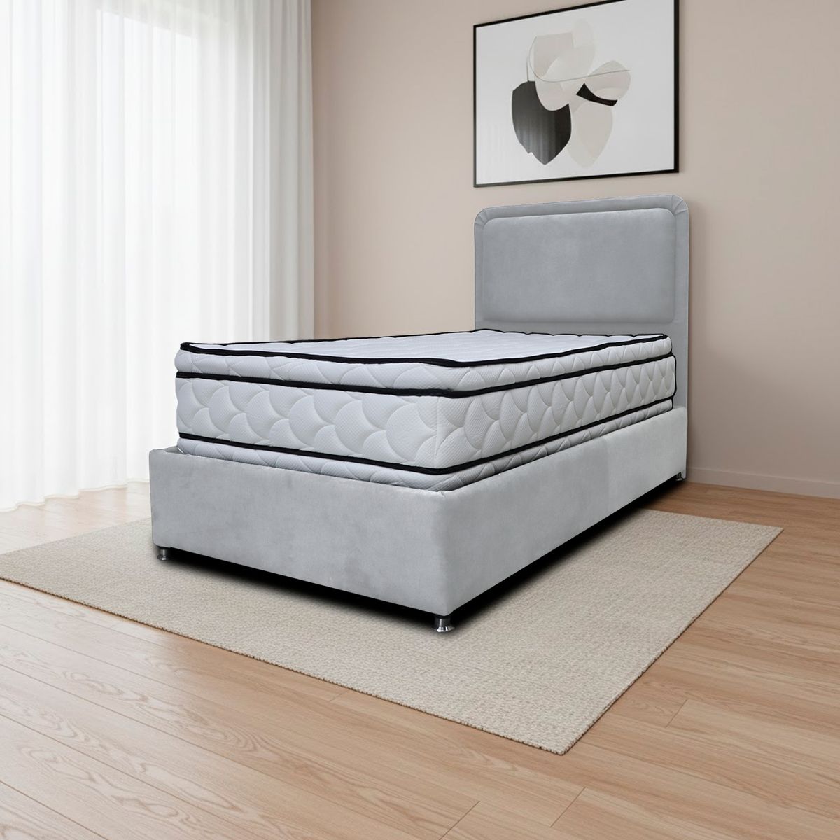 GENERICO - Combo Basecama Nube Sencillo 100x190 mas Espaldar Gris Claro