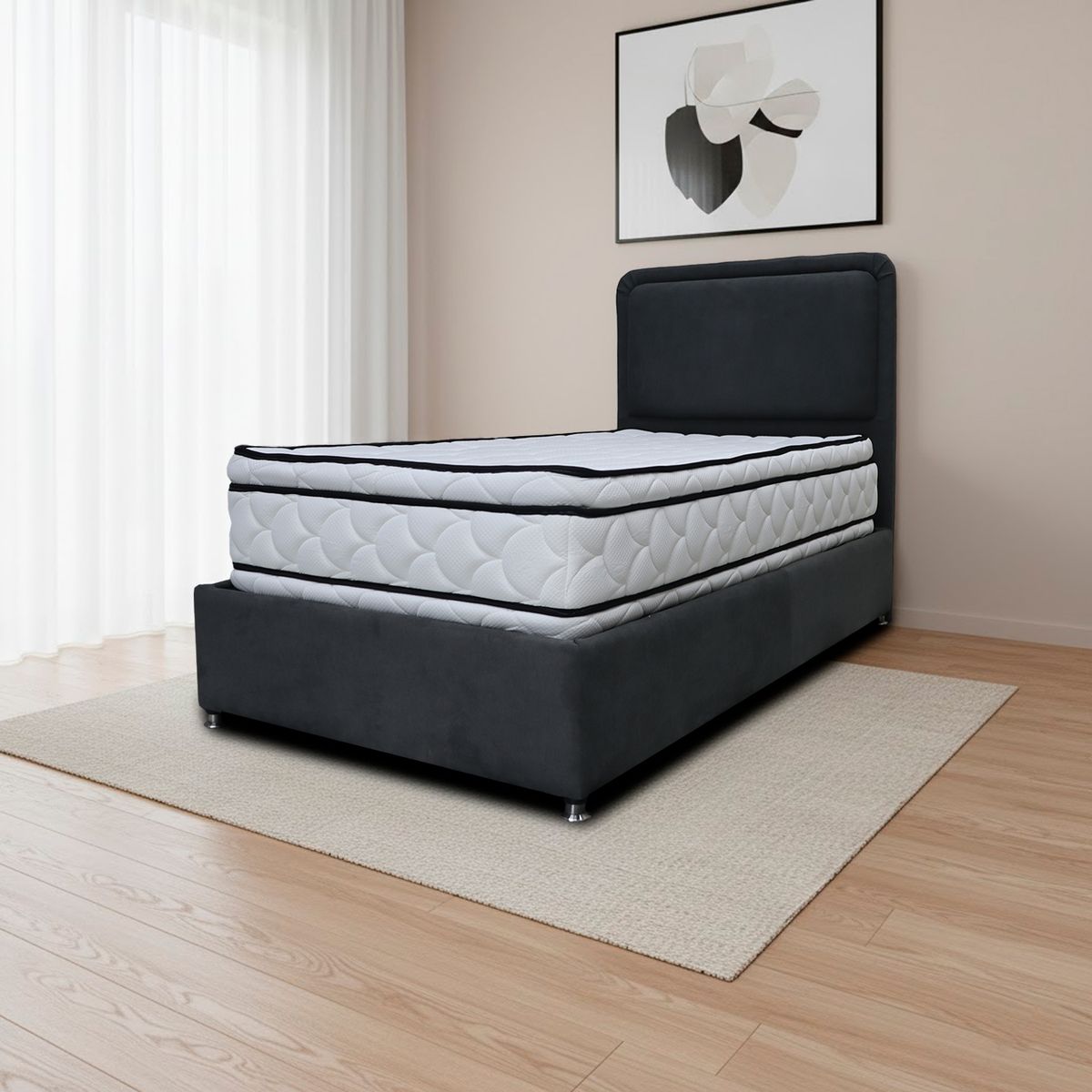 GENERICO - Combo Basecama Nube Sencillo 100x190 mas Espaldar Negro