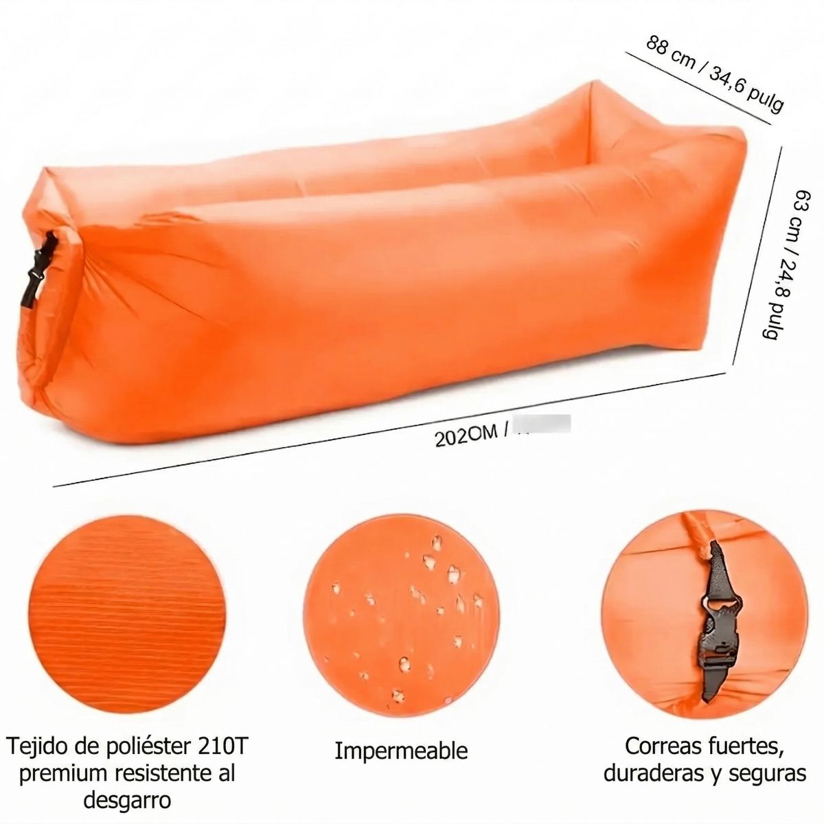 GENERICO - Sofa Inflable Lazy Bag Tumbona Portatil Camping Playa Jardin